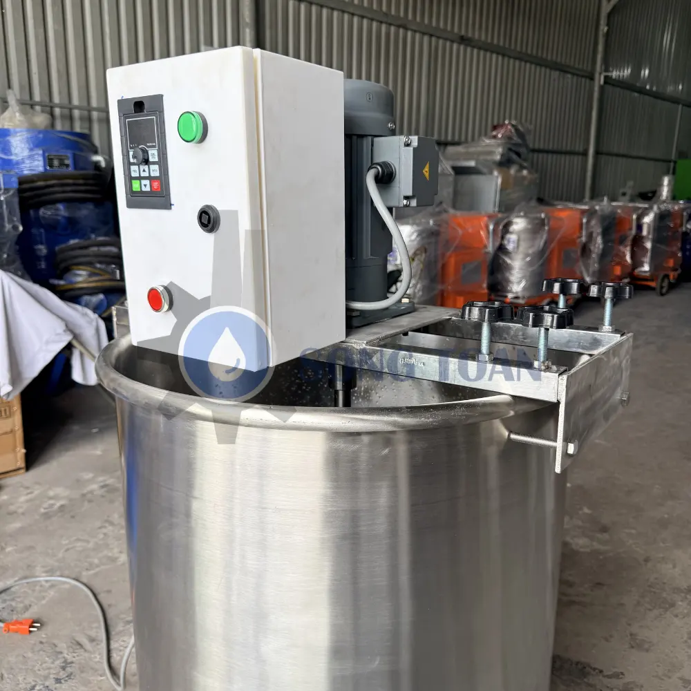 máy khuấy gá ngang thùng 